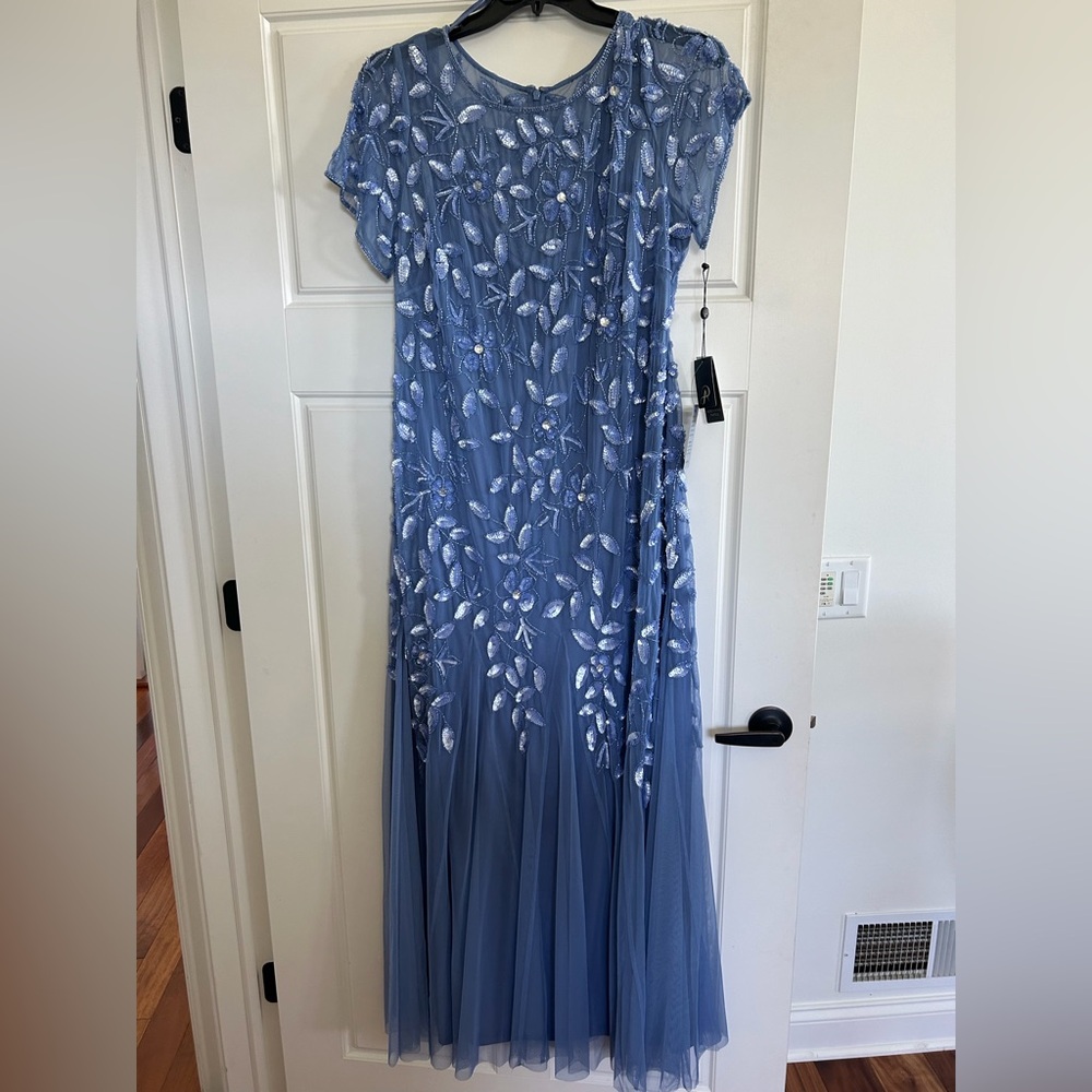 NEW Adrianna Papell Blue Floral Maxi Dress